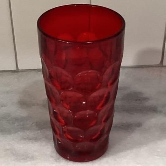 Imperial Glass Provincial Dark Ruby Flat Tumbler, Vintage Glassware, Drinkware - Thumbnail 6
