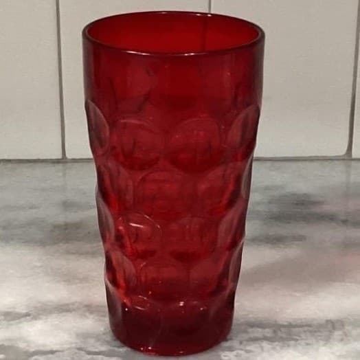 Imperial Glass Provincial Dark Ruby Flat Tumbler, Vintage Glassware, Drinkware - Thumbnail 8
