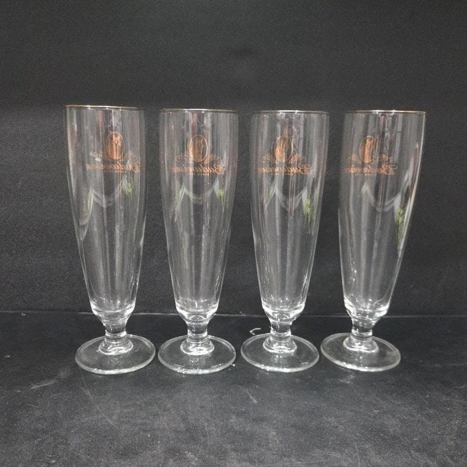 Budweiser Clydesdales Pilsner Glasses, Set of 4, Gold Rimmed Stemware, Drinkware - Thumbnail 4