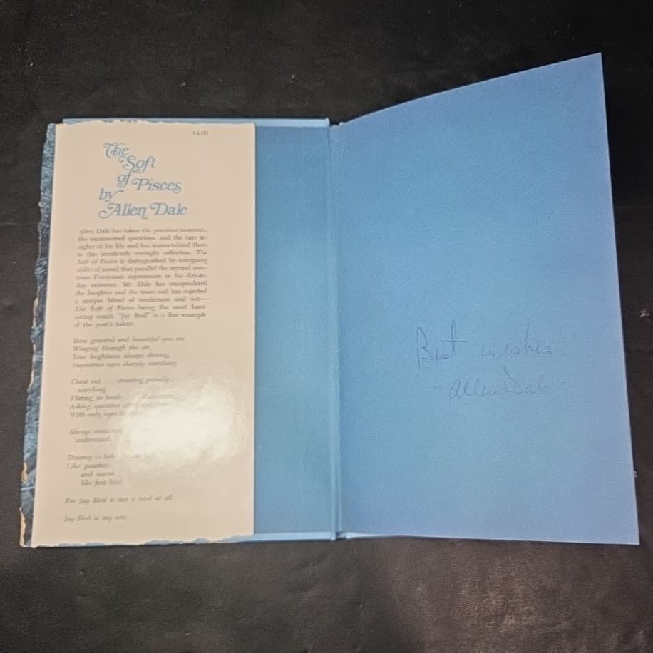 The Soft of Pisces Allen Dale Signed First Edition 1977 Poetry Hardcover Book - Thumbnail 3