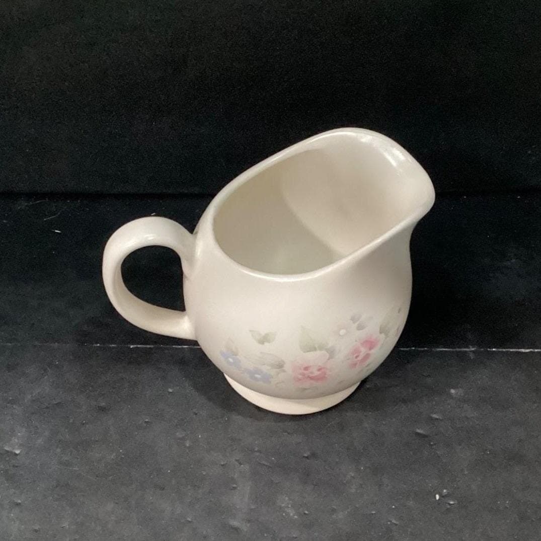 Pfaltzgraff Tea Rose Creamer, Stoneware Floral Pitcher, Tableware, Cottagecore - Thumbnail 3