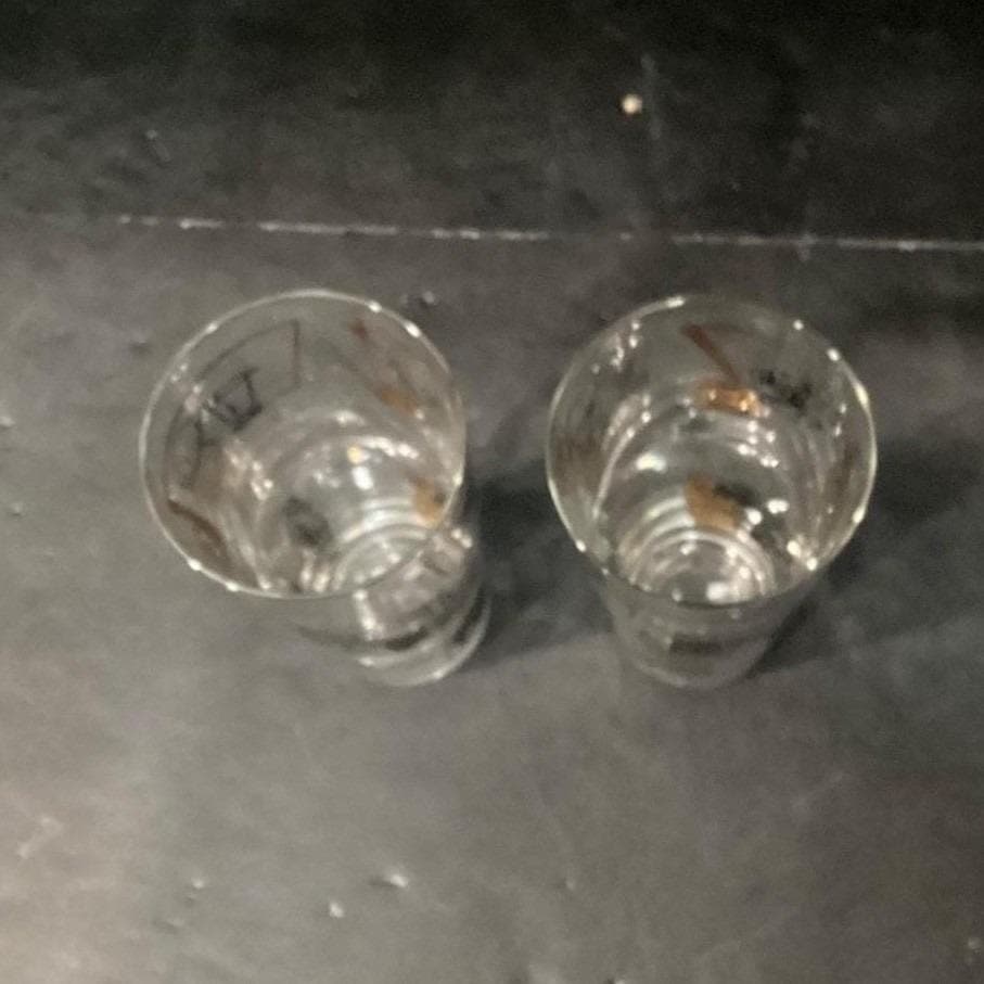 Fuller Brush Swanky Swig Tumblers, Set of 2, Vintage Black Gold Highball Glasses - Thumbnail 4