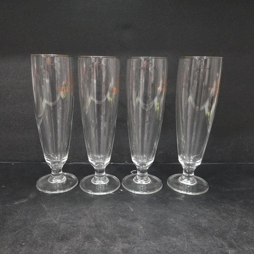 Budweiser Clydesdales Pilsner Glasses, Set of 4, Gold Rimmed Stemware, Drinkware - Thumbnail 5
