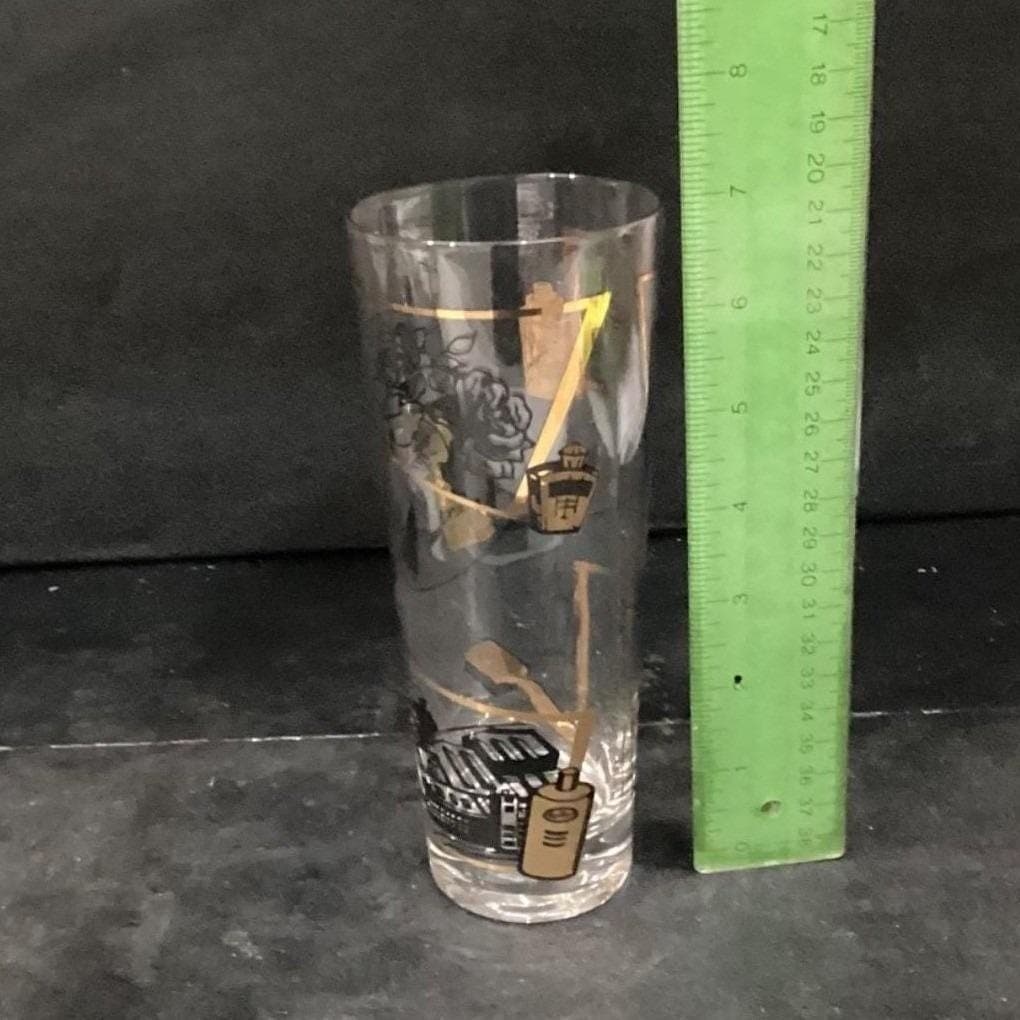 Fuller Brush Swanky Swig Tumblers, Set of 2, Vintage Black Gold Highball Glasses - Thumbnail 6
