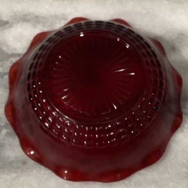 Anchor Hocking Royal Ruby Red Serving Bowl, Vintage Mid-Century Pressed Glass - Thumbnail 4