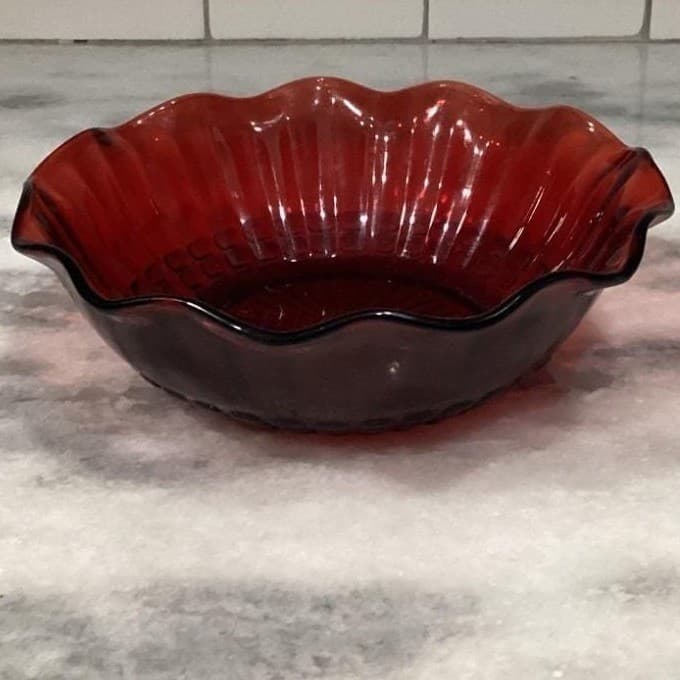 Anchor Hocking Royal Ruby Red Serving Bowl, Vintage Mid-Century Pressed Glass - Thumbnail 11