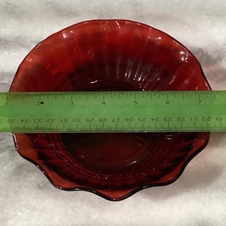 Anchor Hocking Royal Ruby Red Serving Bowl, Vintage Mid-Century Pressed Glass - Thumbnail 2