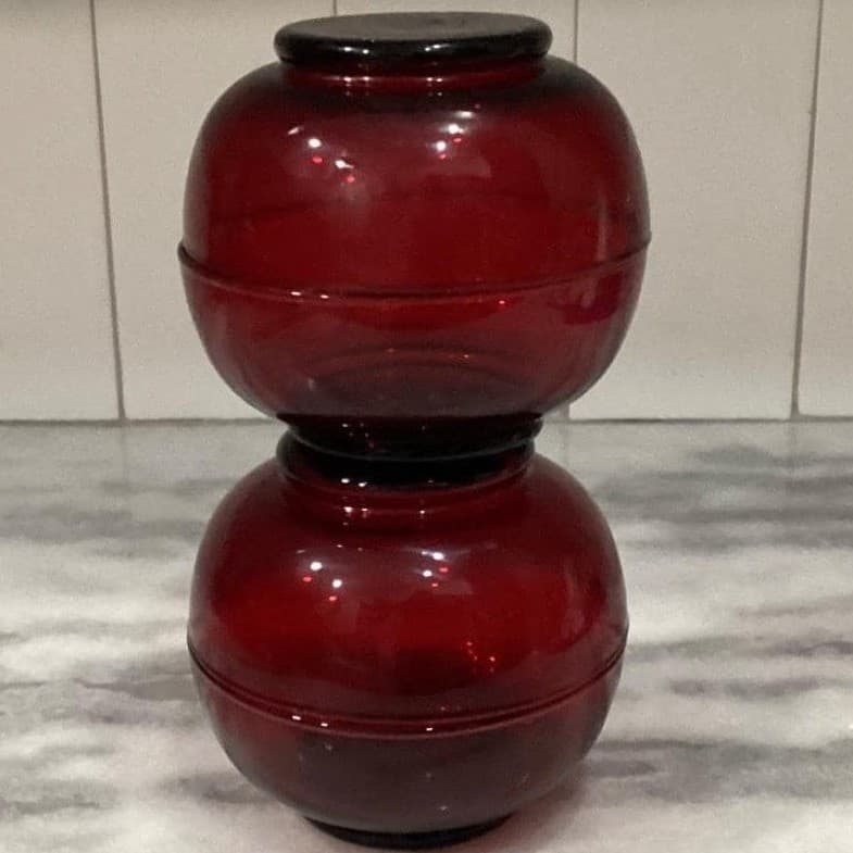 Anchor Hocking Royal Ruby Footed Fruit Bowls, Set of 4, Vtg Glassware Dinnerware - Thumbnail 10