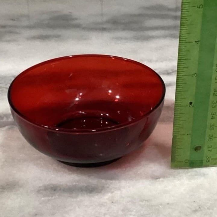 Anchor Hocking Royal Ruby Footed Fruit Bowls, Set of 4, Vtg Glassware Dinnerware - Thumbnail 2