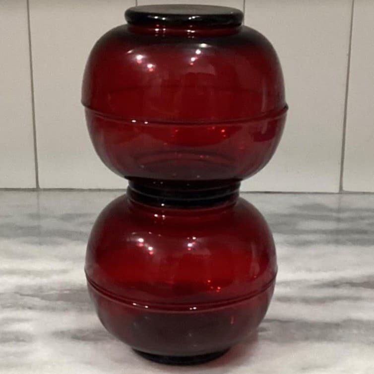 Anchor Hocking Royal Ruby Footed Fruit Bowls, Set of 4, Vtg Glassware Dinnerware - Thumbnail 8