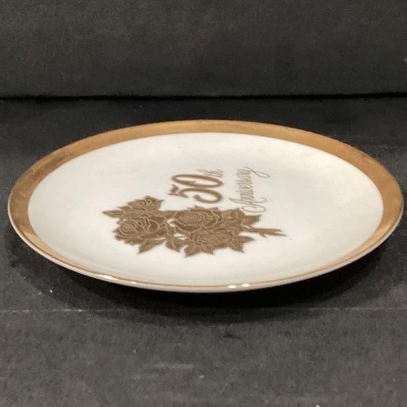Chatillon Porcelain 50th Anniversary Collector Plate, Vintage Dish, Gold Accents - Thumbnail 8