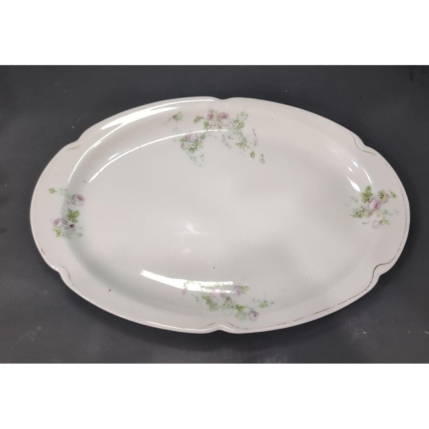 Alice Austria Purple Roses Platter, Vintage Oval Serving Dish, Floral Serveware - Thumbnail 7