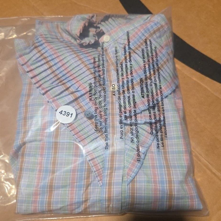 Levi Strauss Plaid Pastel Ruffle High Neck Blouse, Vintage Woman's Size 8 - Thumbnail 9