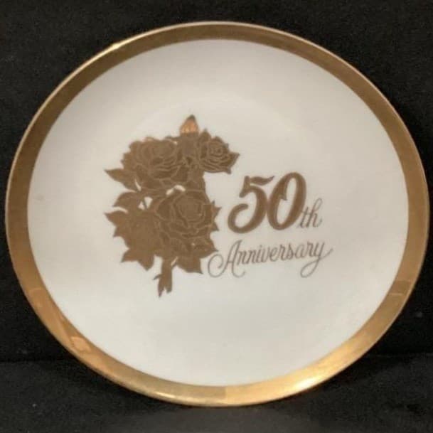 Chatillon Porcelain 50th Anniversary Collector Plate, Vintage Dish, Gold Accents - Thumbnail 6