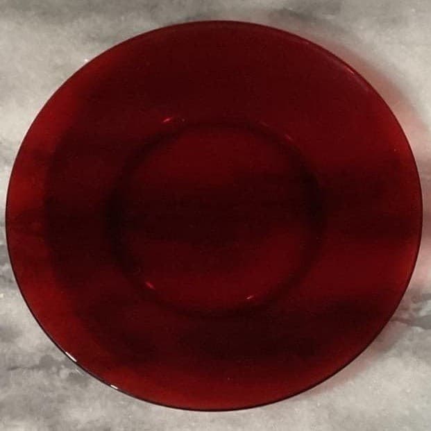 Anchor Hocking Ruby Red Glass Luncheon Plates, Set of 4, Vintage Glassware - Thumbnail 4