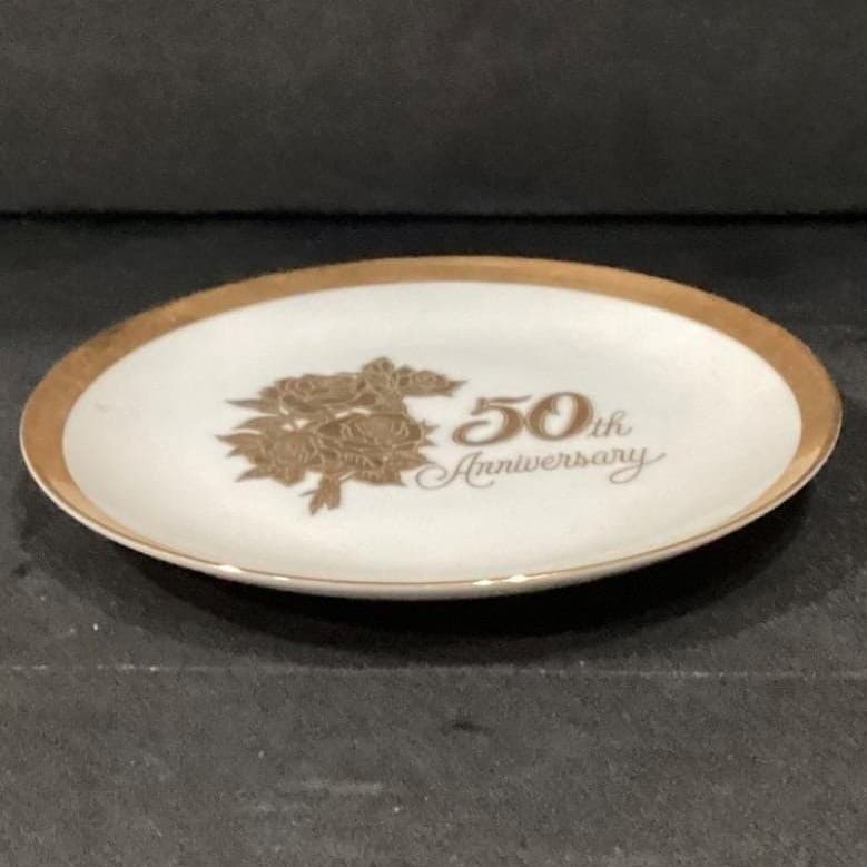 Chatillon Porcelain 50th Anniversary Collector Plate, Vintage Dish, Gold Accents - Thumbnail 7