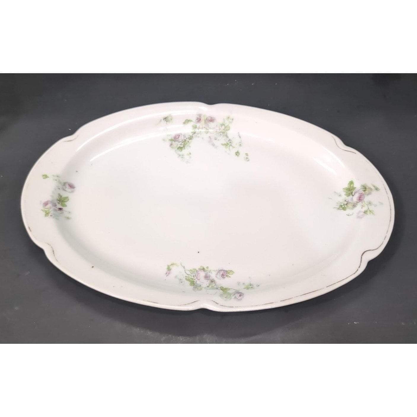 Alice Austria Purple Roses Platter, Vintage Oval Serving Dish, Floral Serveware - Thumbnail 6