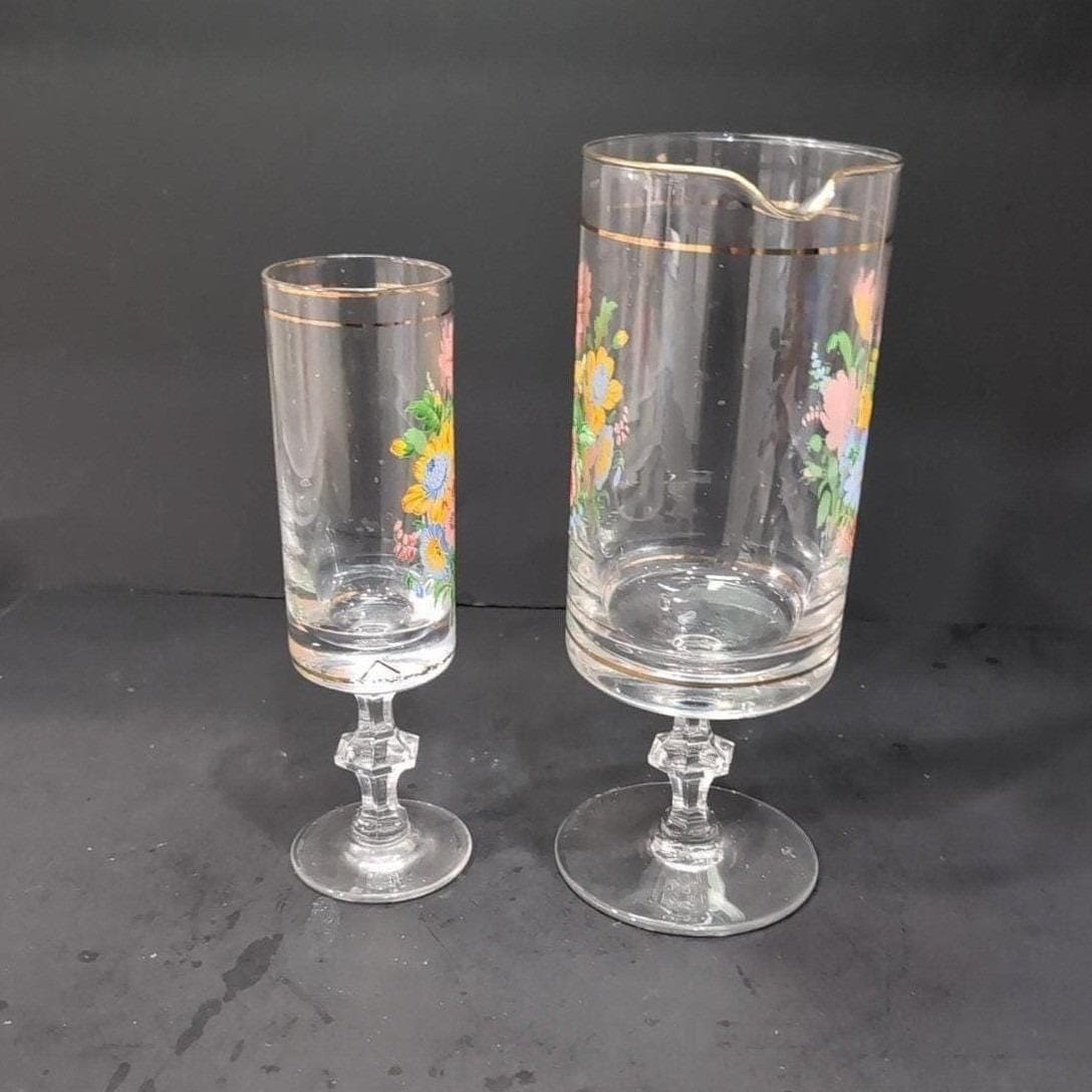 Arcopal Floral Vintage Pitcher and Glass, French Stemmed Drinkware, Glassware - Thumbnail 11