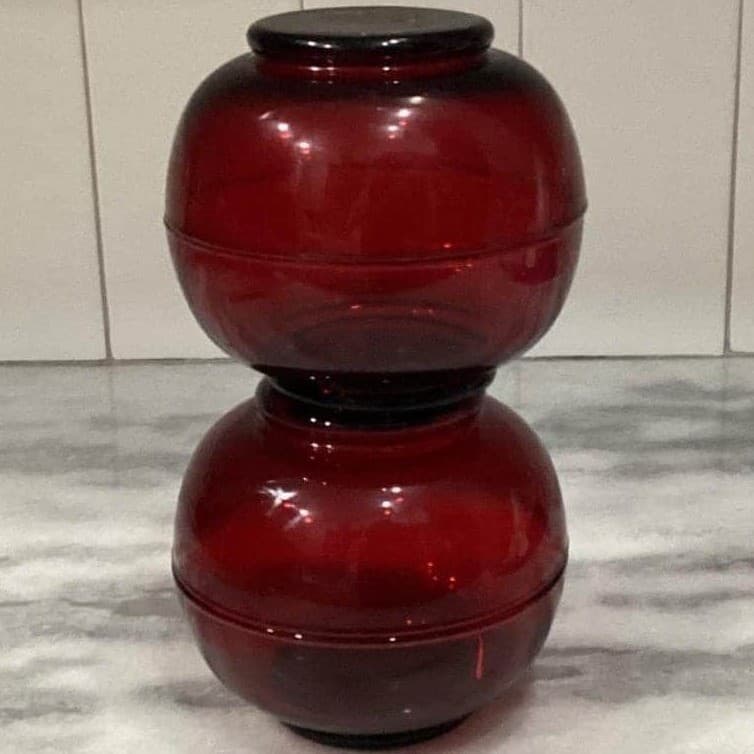 Anchor Hocking Royal Ruby Footed Fruit Bowls, Set of 4, Vtg Glassware Dinnerware - Thumbnail 9
