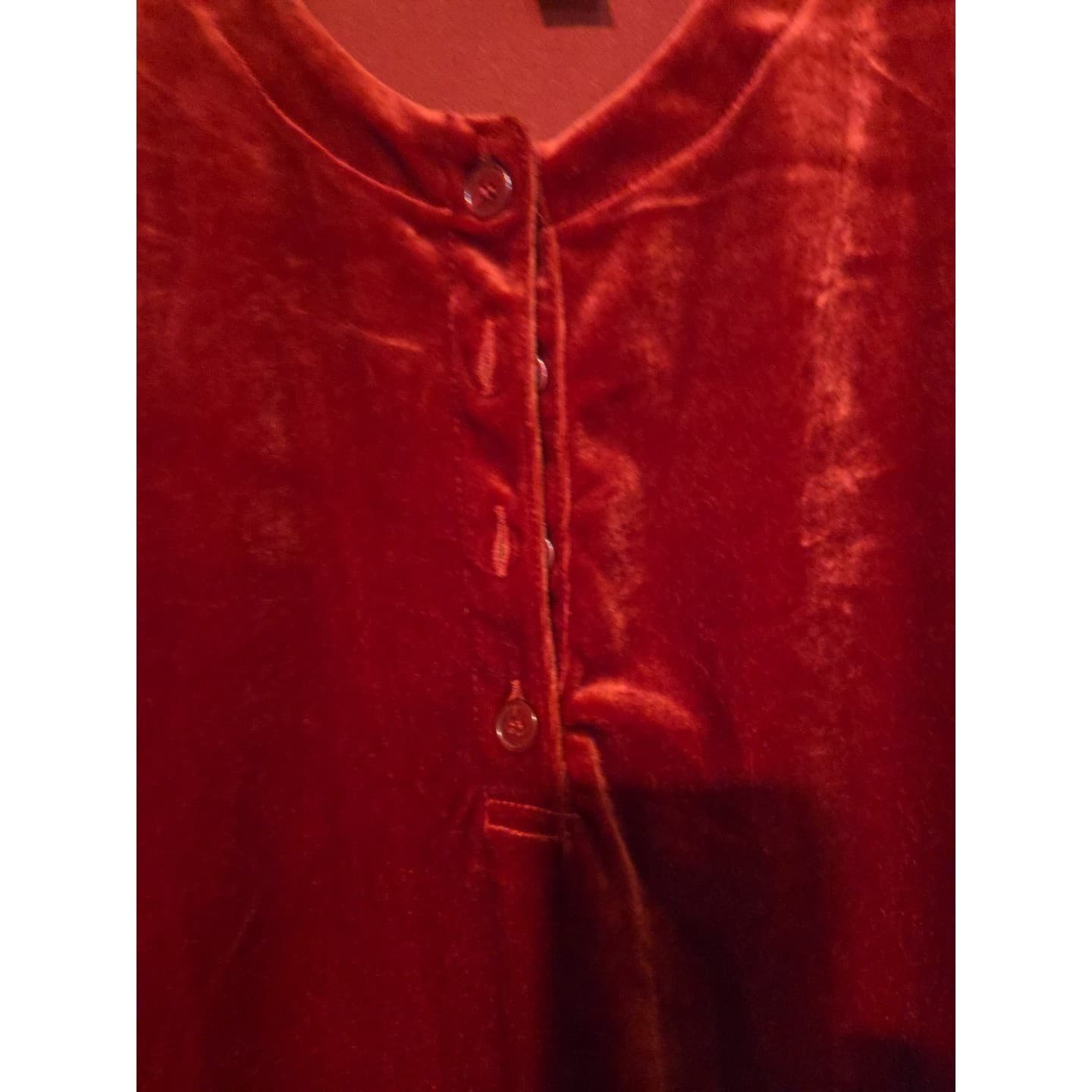 Gilligan & O'Malley Red Velvet Henley Long Sleeve Nightgown, Woman's S Sleepwear - Thumbnail 7