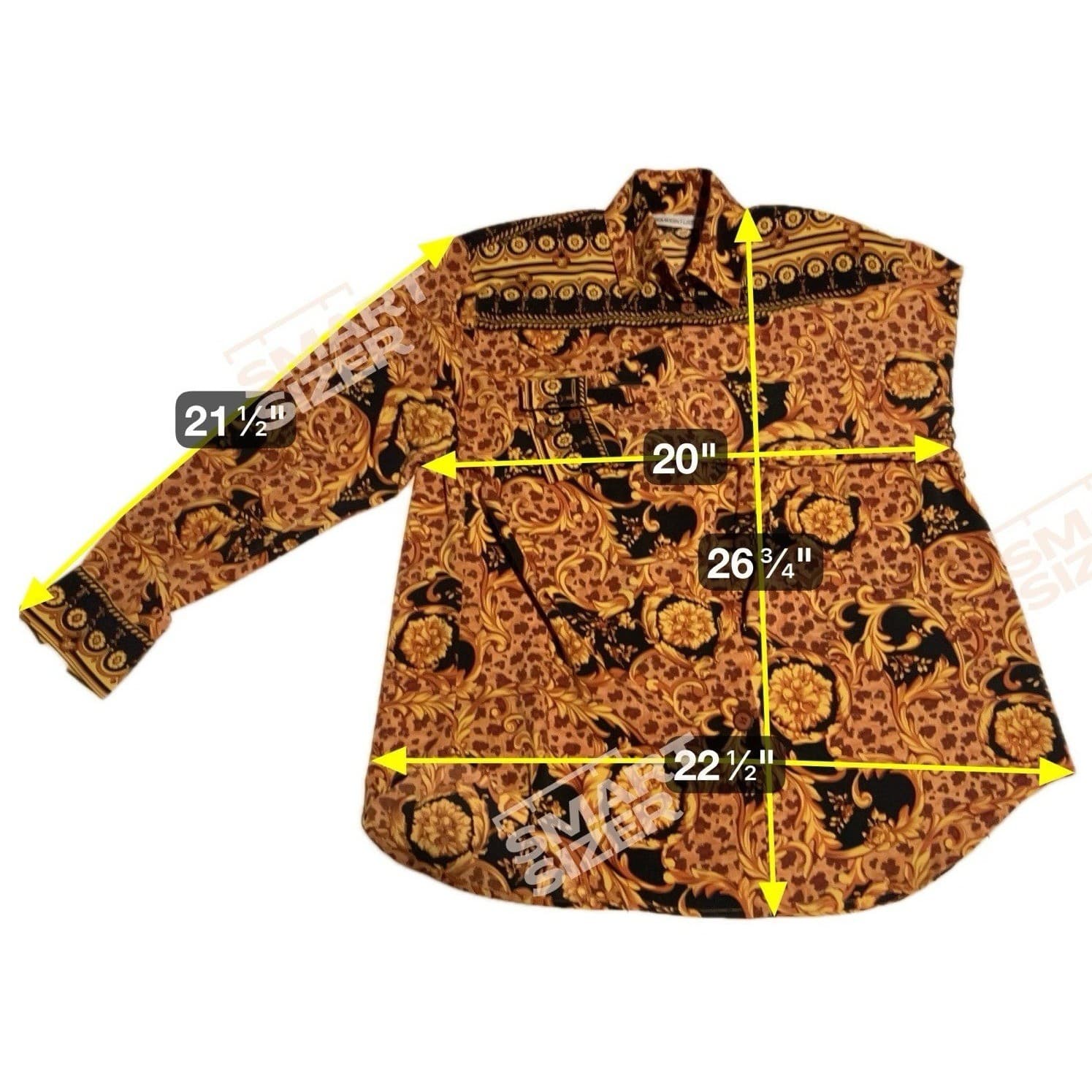 Martinique Gold Baroque Leopard Print Button Down. Woman's Size 8, Long Sleeve - Thumbnail 2