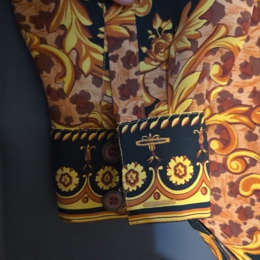 Martinique Gold Baroque Leopard Print Button Down. Woman's Size 8, Long Sleeve - Thumbnail 8