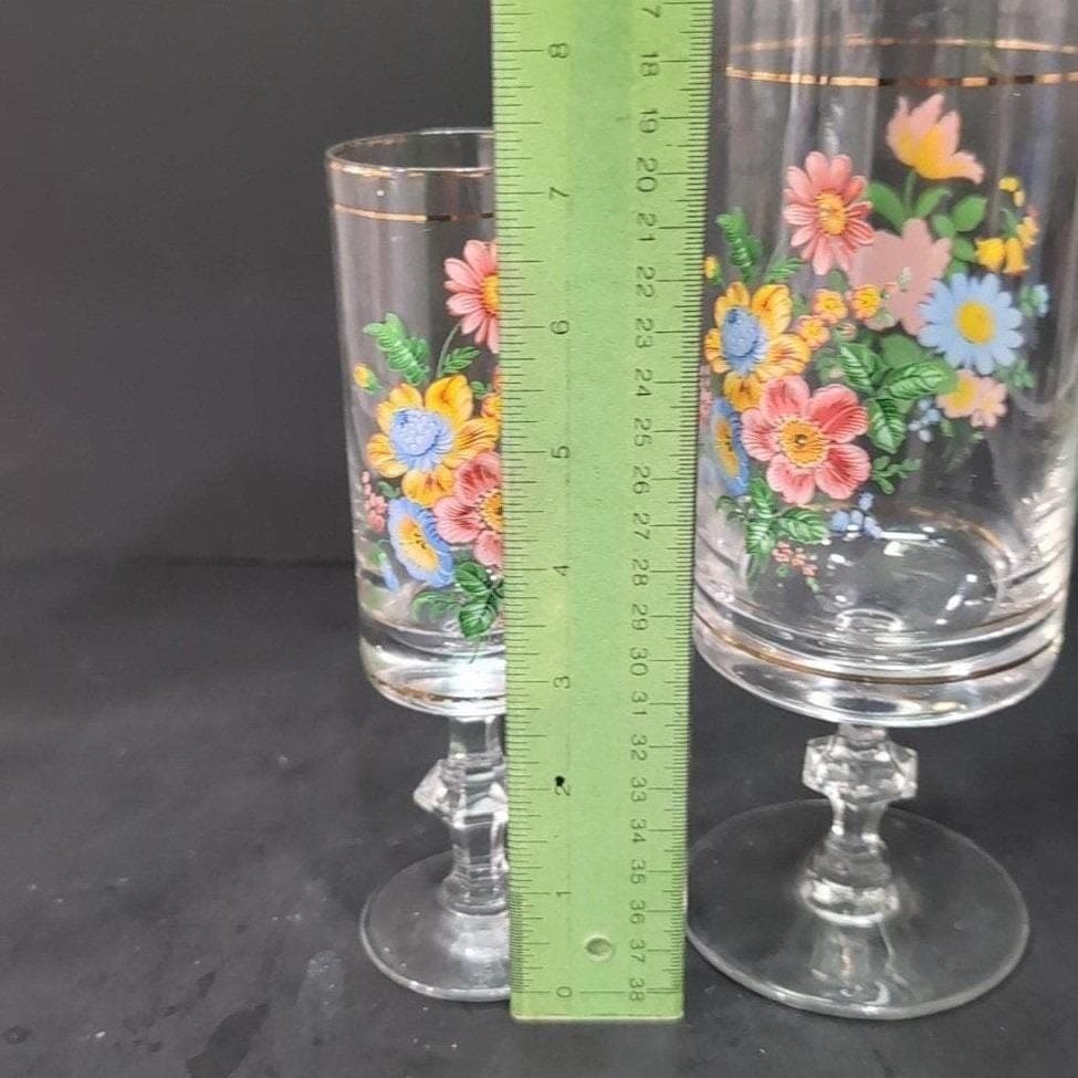 Arcopal Floral Vintage Pitcher and Glass, French Stemmed Drinkware, Glassware - Thumbnail 3