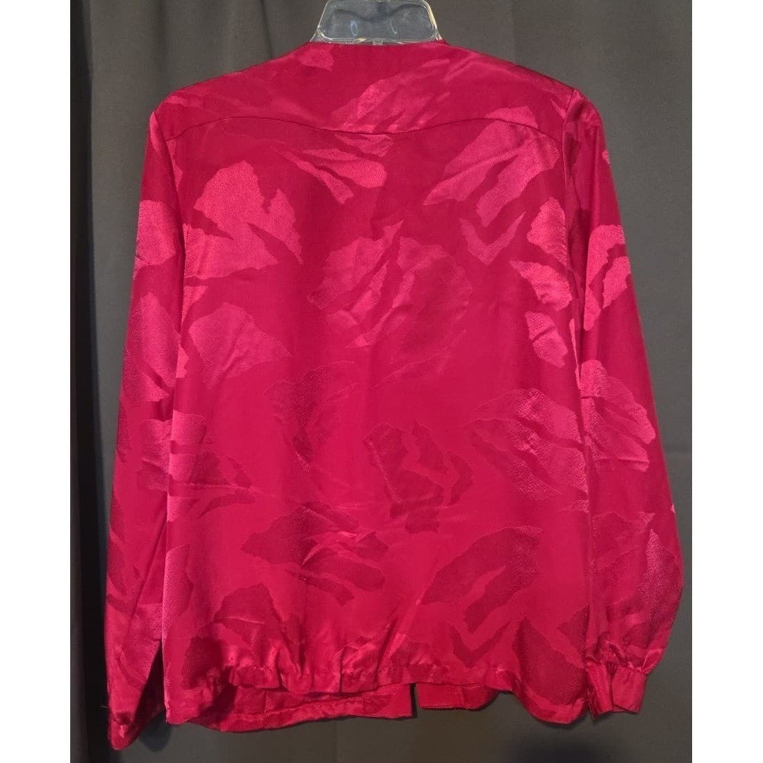 Anne Klein New Aspects Fuchsia Jacquard Floral Pleated Blouse, Woman's Size 4 - Thumbnail 4