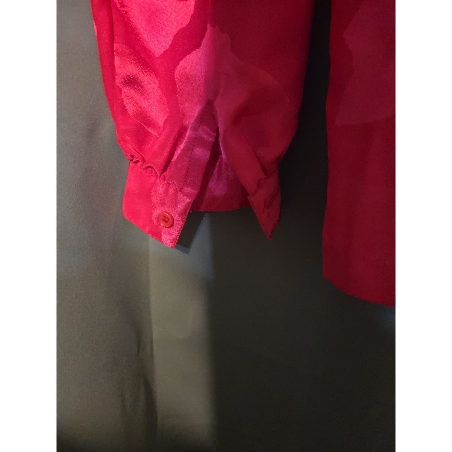 Anne Klein New Aspects Fuchsia Jacquard Floral Pleated Blouse, Woman's Size 4 - Thumbnail 8