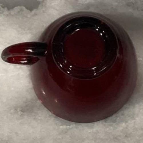 Anchor Hocking Royal Ruby Red Teacups & Saucers, Set of 2, Vintage Glassware - Thumbnail 7
