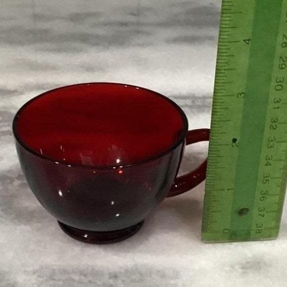 Anchor Hocking Royal Ruby Red Teacups & Saucers, Set of 4, Vintage Glassware - Thumbnail 4
