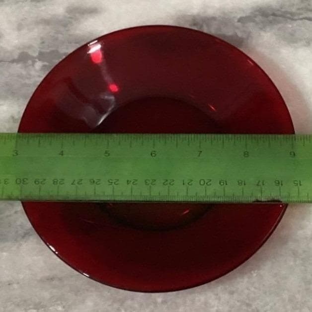 Anchor Hocking Royal Ruby Red Teacups & Saucers, Set of 4, Vintage Glassware - Thumbnail 2