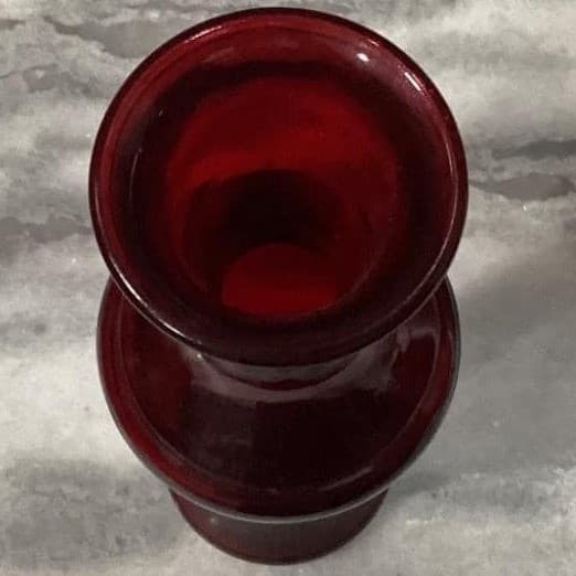 Wheaton Glass Ruby Red Flower Vase, 11" Tall Bottle Form With Rope Accent - Thumbnail 5