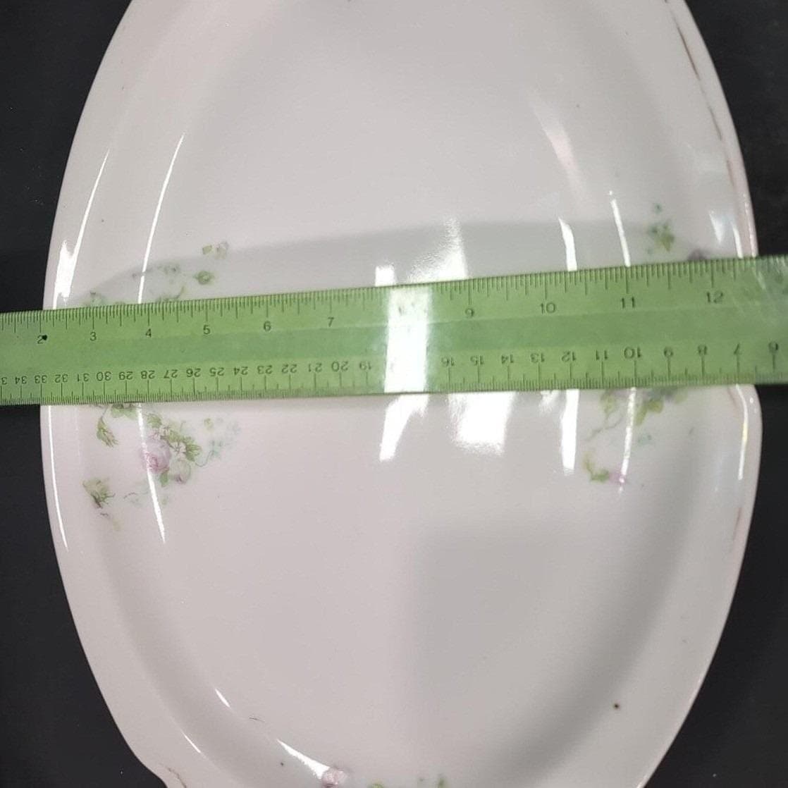 Alice Austria Purple Roses Platter, Vintage Oval Serving Dish, Floral Serveware - Thumbnail 3