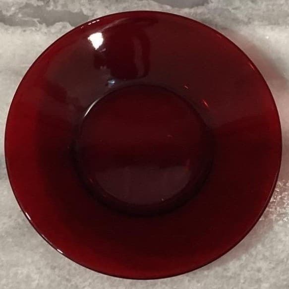 Anchor Hocking Royal Ruby Red Teacups & Saucers, Set of 2, Vintage Glassware - Thumbnail 6