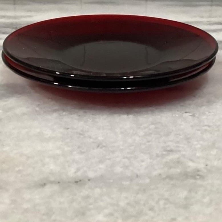 Anchor Hocking Royal Ruby Red Teacups & Saucers, Set of 2, Vintage Glassware - Thumbnail 15
