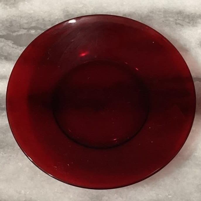 Vintage Ruby Red Depression Glass SAUCER Small Plates Set of 4 - Thumbnail 4