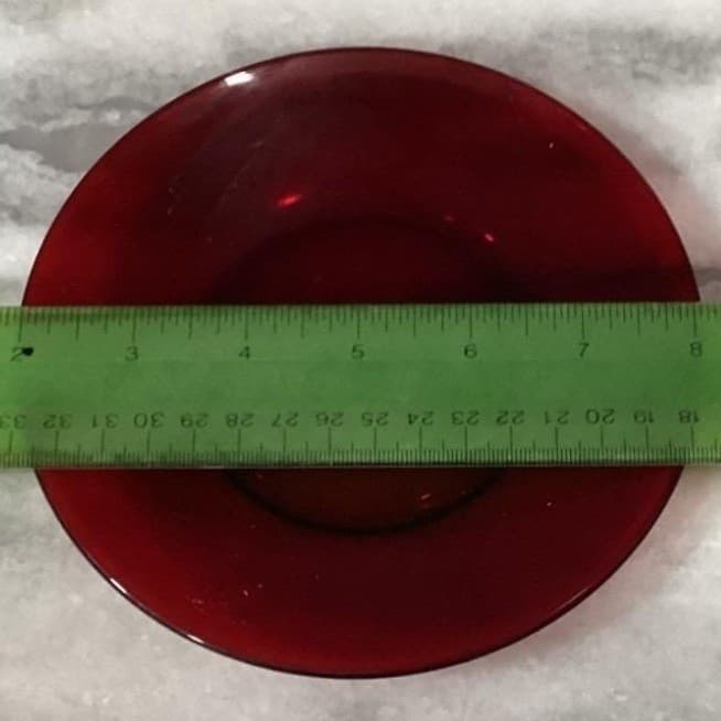 Vintage Ruby Red Depression Glass SAUCER Small Plates Set of 4 - Thumbnail 2