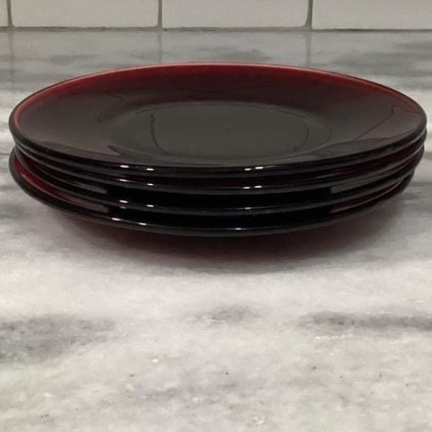 Vintage Ruby Red Depression Glass SAUCER Small Plates Set of 4 - Thumbnail 8