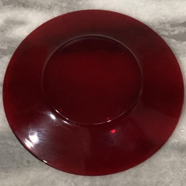 Vintage Ruby Red Depression Glass SAUCER Small Plates Set of 4 - Thumbnail 3