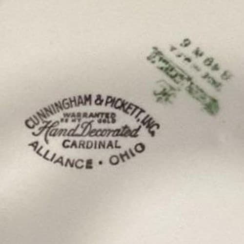 Homer Laughlin Nautilus "Cardinal" Dinner Plates, Set of 3, Cunningham & Pickett - Thumbnail 3