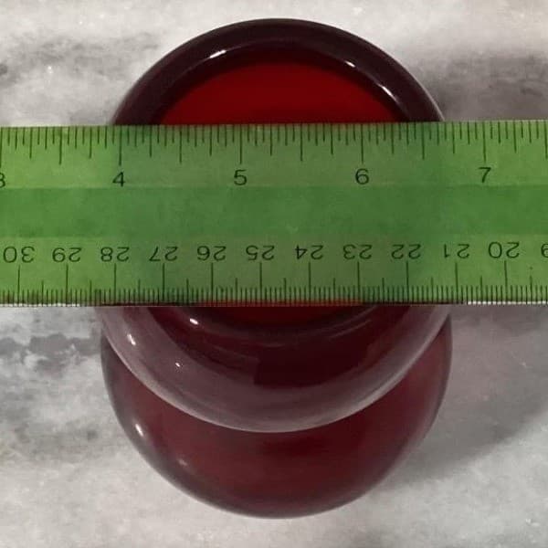 Hand-Blown Ruby Red Glass Vase, Vintage Gourd Shape Flower Holder, Centerpiece - Thumbnail 3