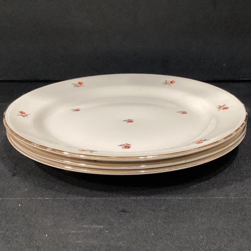 Homer Laughlin Nautilus "Cardinal" Dinner Plates, Set of 3, Cunningham & Pickett - Thumbnail 7