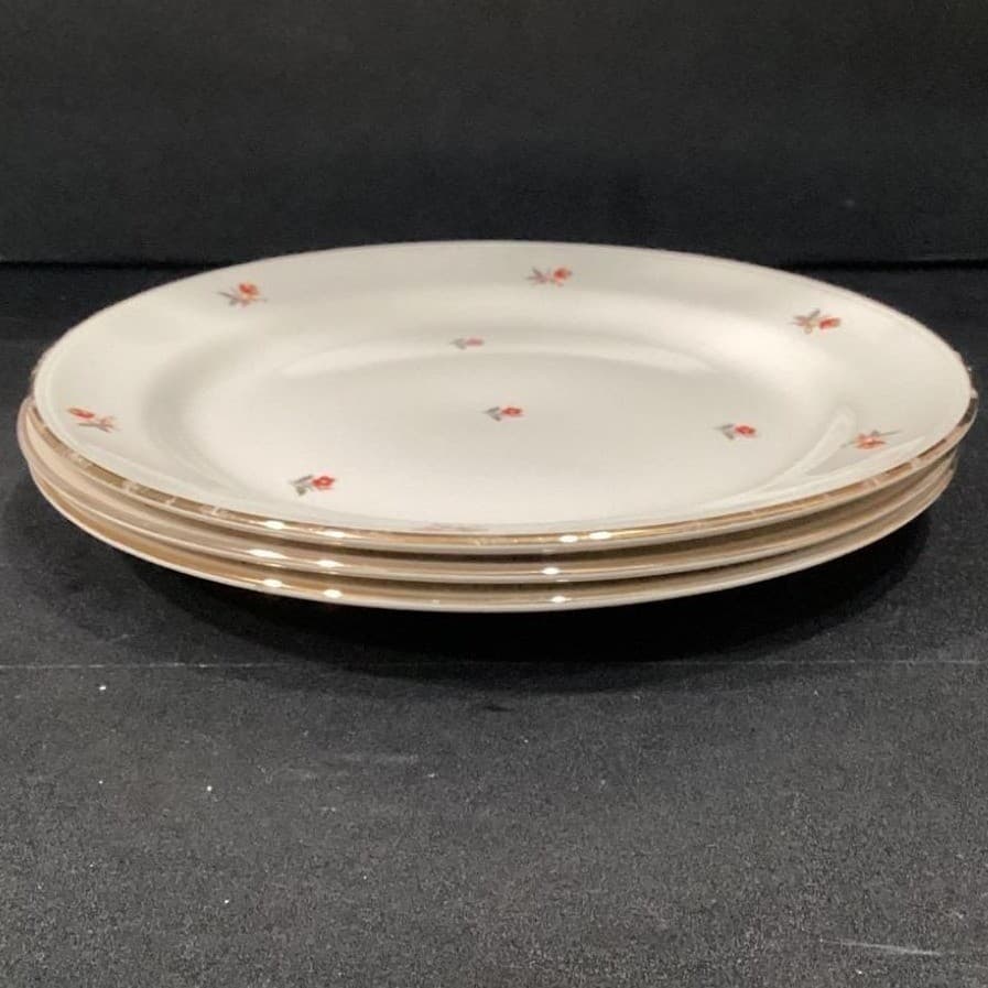 Homer Laughlin Nautilus "Cardinal" Dinner Plates, Set of 3, Cunningham & Pickett - Thumbnail 8