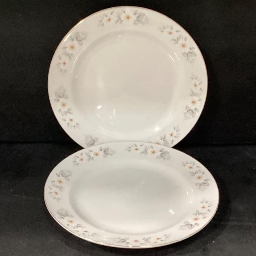 Snowflower by China Salad Plates, Set of 2, Vintage Multicolor Floral Porcelain - Thumbnail 6