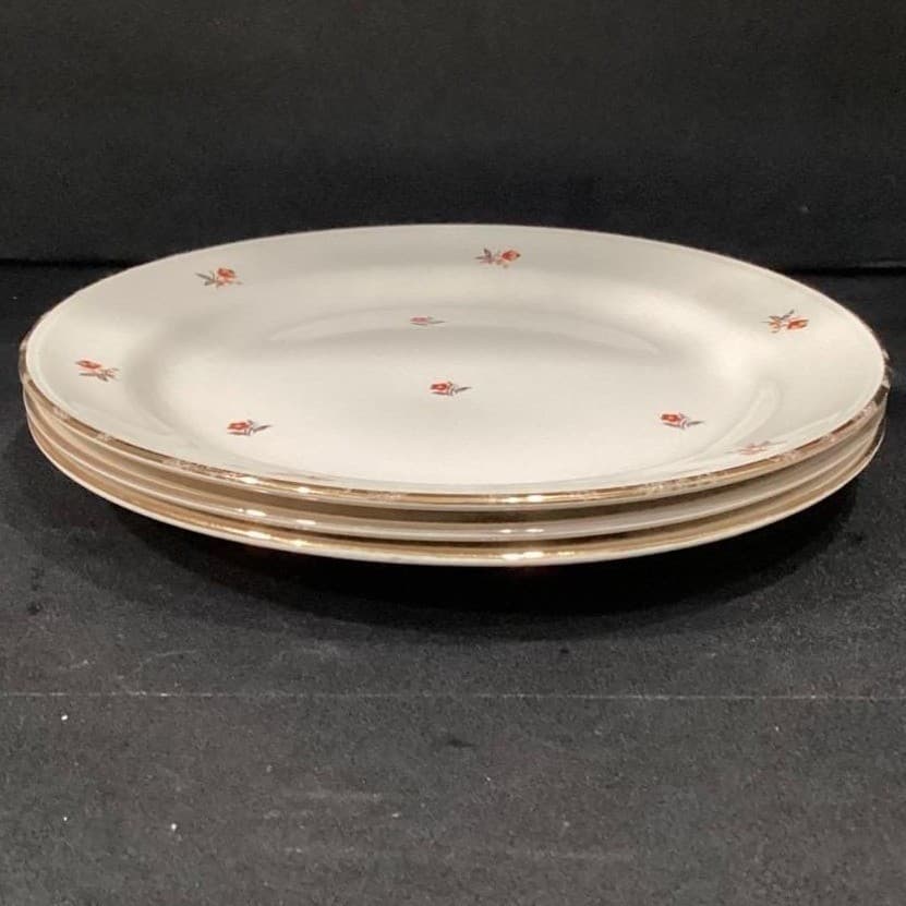 Homer Laughlin Nautilus "Cardinal" Dinner Plates, Set of 3, Cunningham & Pickett - Thumbnail 9