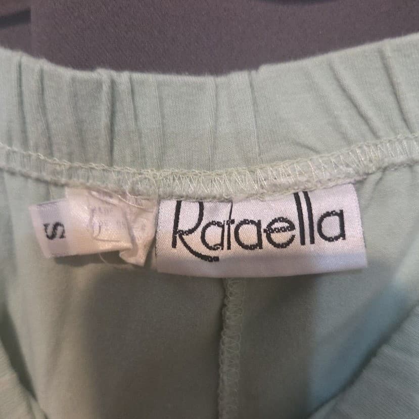 Rafaella Sage Green Stirrup Leggings, High Waist Ribbed Pants, Woman's Small - Thumbnail 4