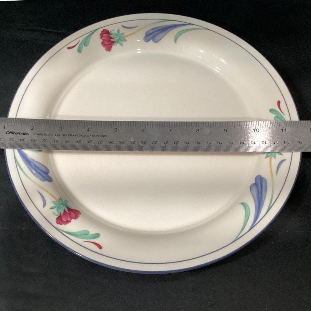 Lenox Chinastone Poppies On Blue Dinner Plates, Set of 4, Vtg Floral Tableware - Thumbnail 2