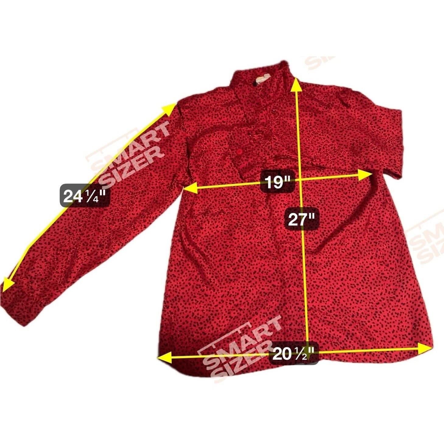 Notation Red Black Polka Dot Button Down Blouse, Woman's Size 10, Long Sleeve - Thumbnail 2
