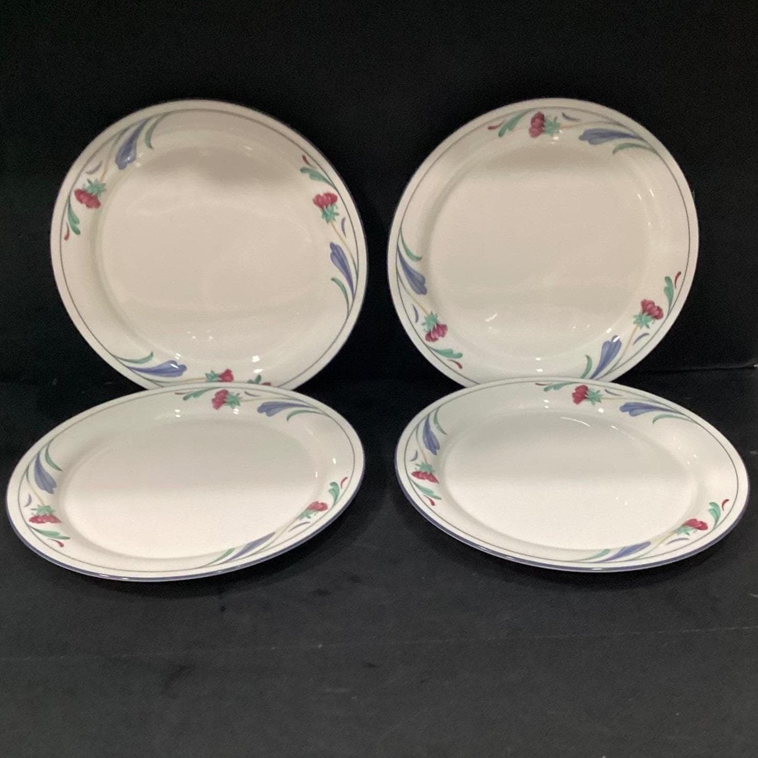 Lenox Chinastone Poppies On Blue Dinner Plates, Set of 4, Vtg Floral Tableware - Thumbnail 6